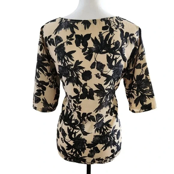 west kei womens floral‎ tie waist 3/4 sleeve top blouse shirt size S made in USA - Picture 5 of 8